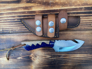 Gut Hook File Rasp Wood/Resin Handle Knife