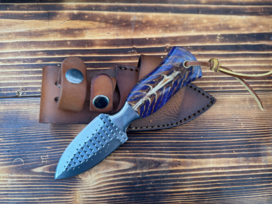 Dagger File Rasp Purple Pine Cone Handle Knife