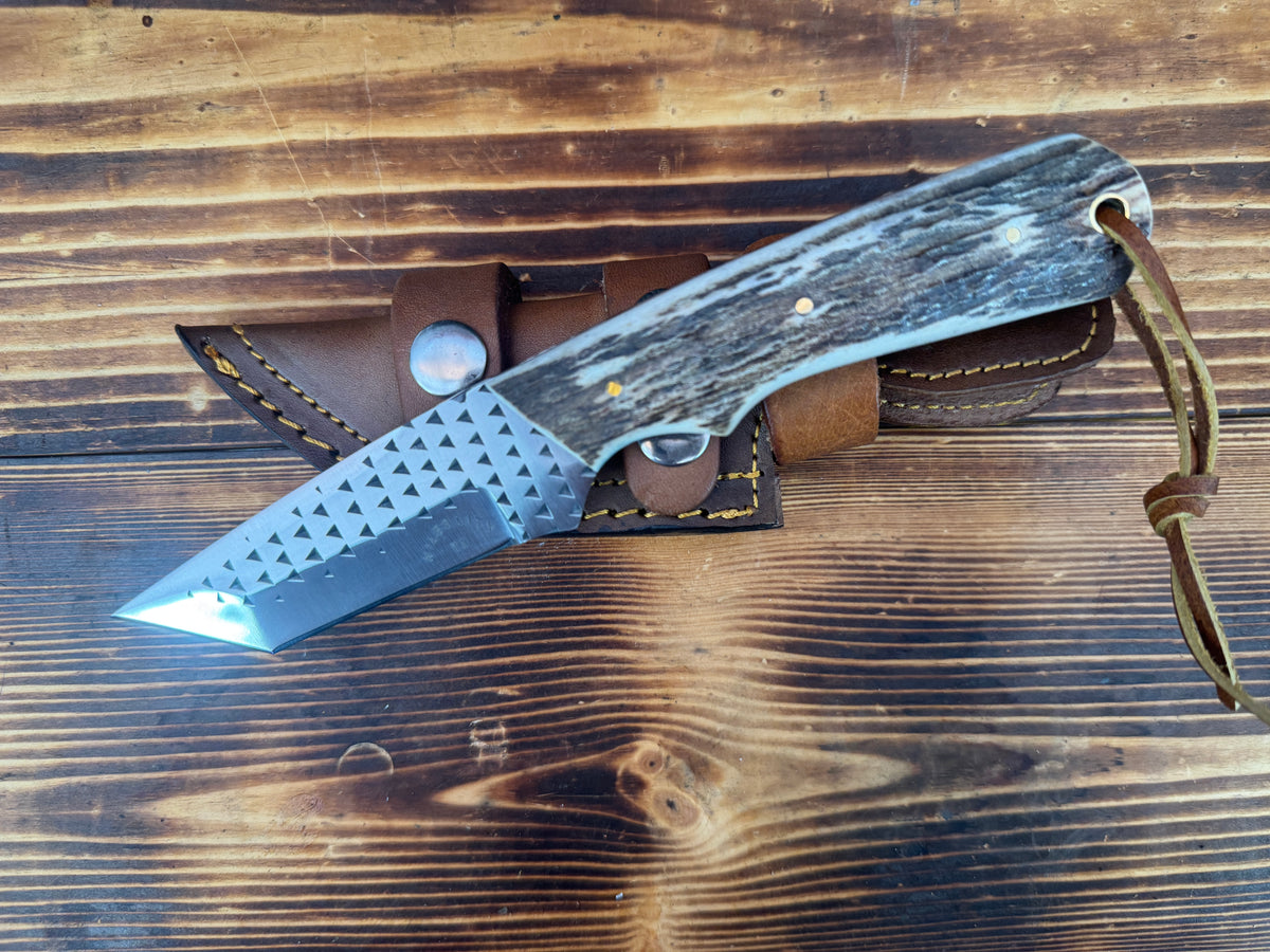 Tanto File Rasp Deer Stag Handle Knife