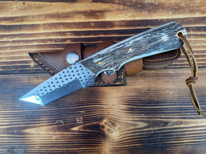 Tanto File Rasp Deer Stag Handle Knife