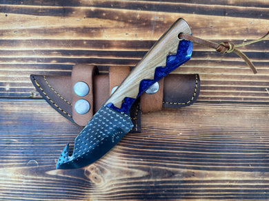Gut Hook File Rasp Wood/Resin Handle Knife