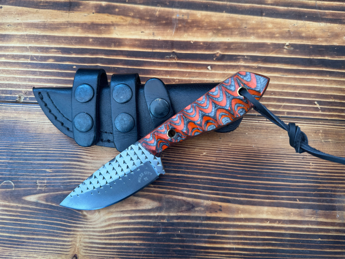 File Rasp Wood Etched Handle Knife