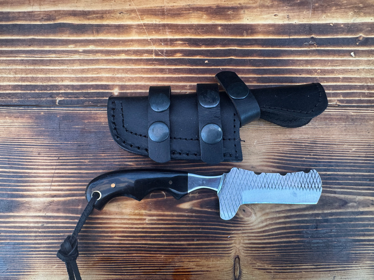 Bull Nose File Rasp Buffalo Horn Handle Knife