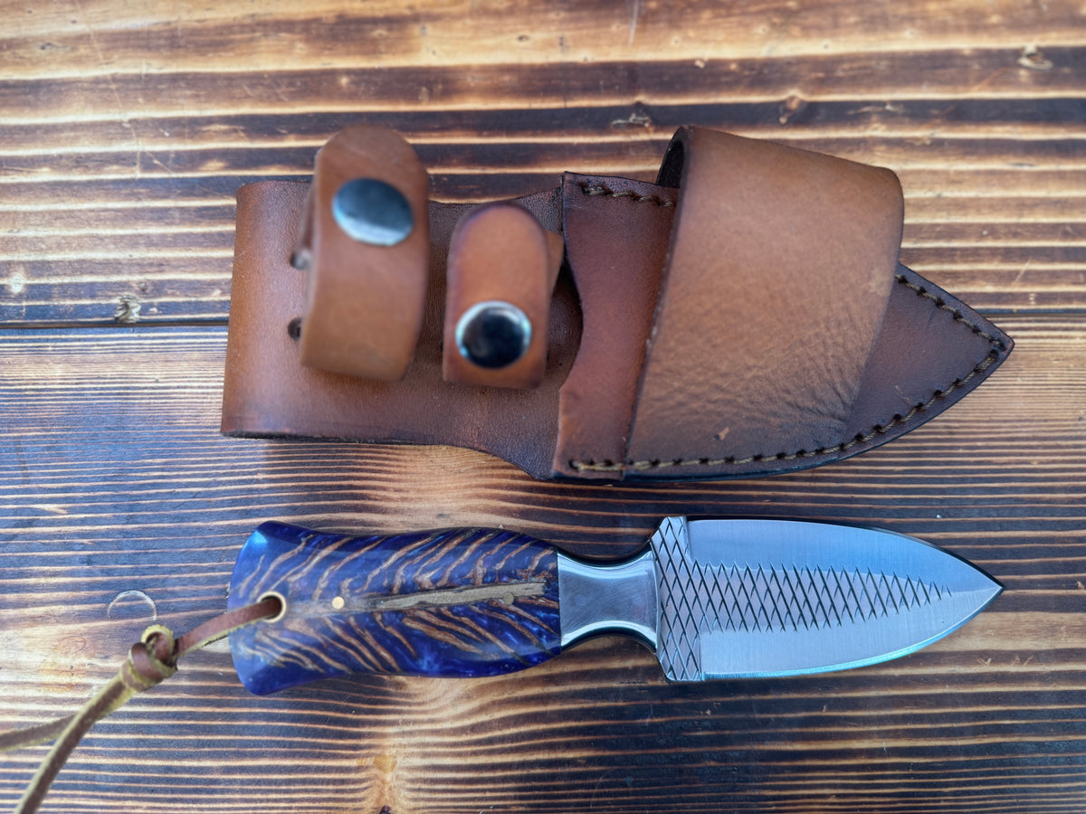 Dagger File Rasp Purple Pine Cone Handle Knife