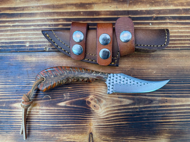 File Rasp Orange Pine Cone Handle Knife