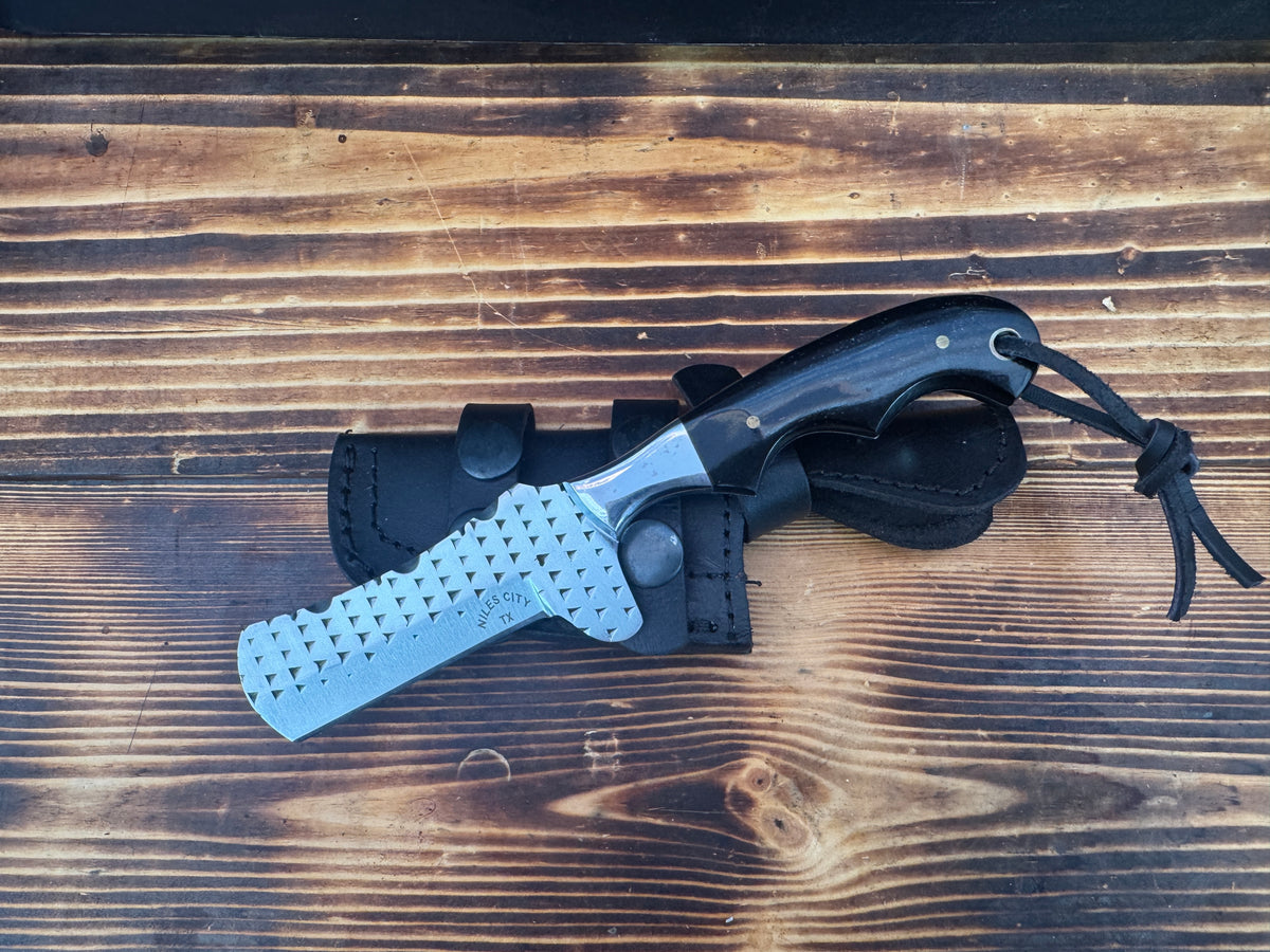 Bull Nose File Rasp Buffalo Horn Handle Knife