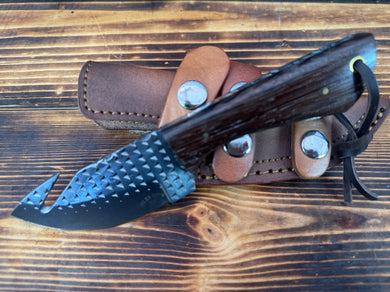 Gut Hook File Rasp Wood Handle Knife